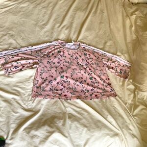 ADIDAS Small Pink floral 3/4 sleeve crop top